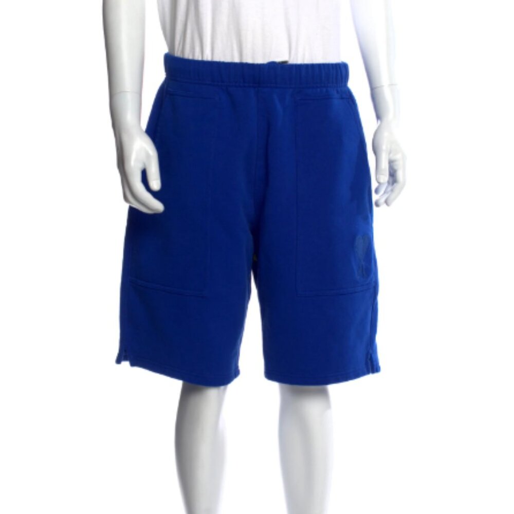 AMI Alexandre Mattiussi Jogger Shorts Royal Blue Black Logo NWOT Men Size Medium